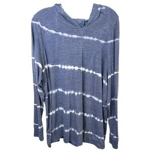 Torrid Plus Size 3X Hoodie Blue Tie Dye Stripe Long Sleeve Lightweight 1627